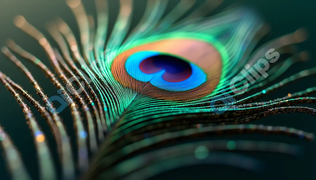 Macro Shot of a Radiant Peacock Feather
