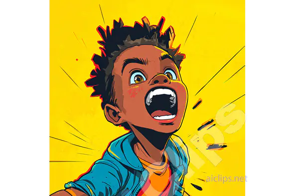 Shouting Cartoon Boy