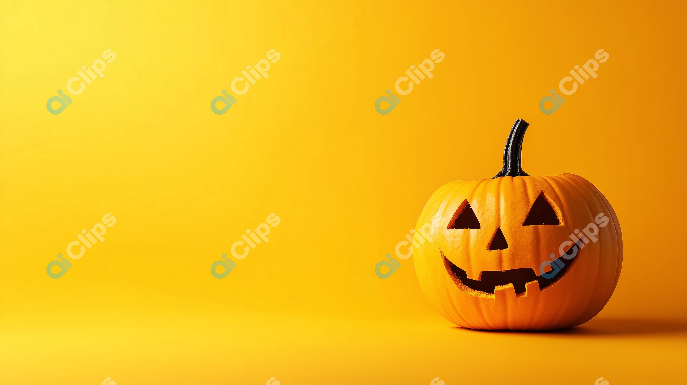 Smiling Jack-O'-Lantern on Yellow