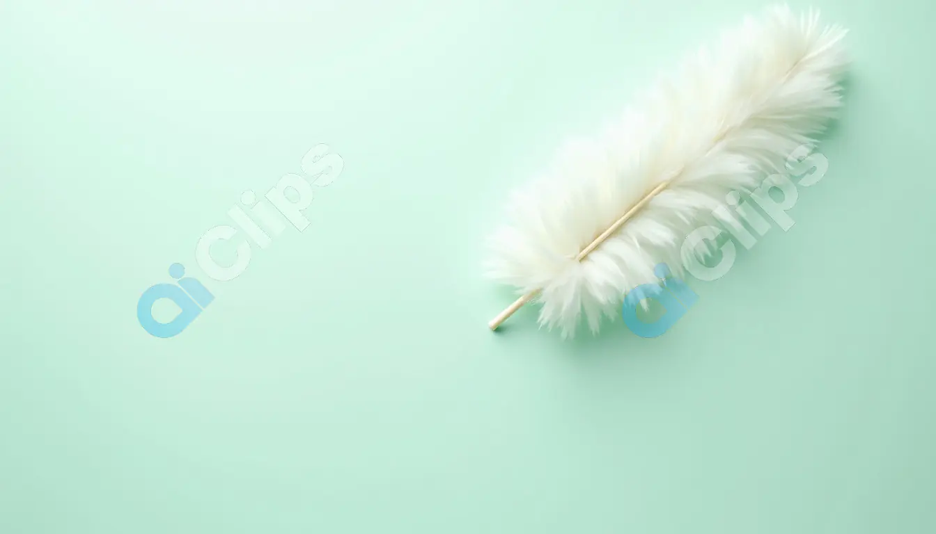 Single White Feather on Mint Green Background