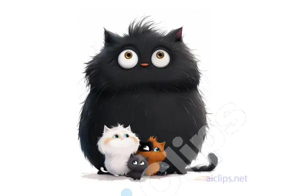 Fluffy Cat Family