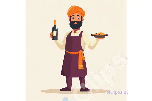 Chef Holding Wine and Dish
