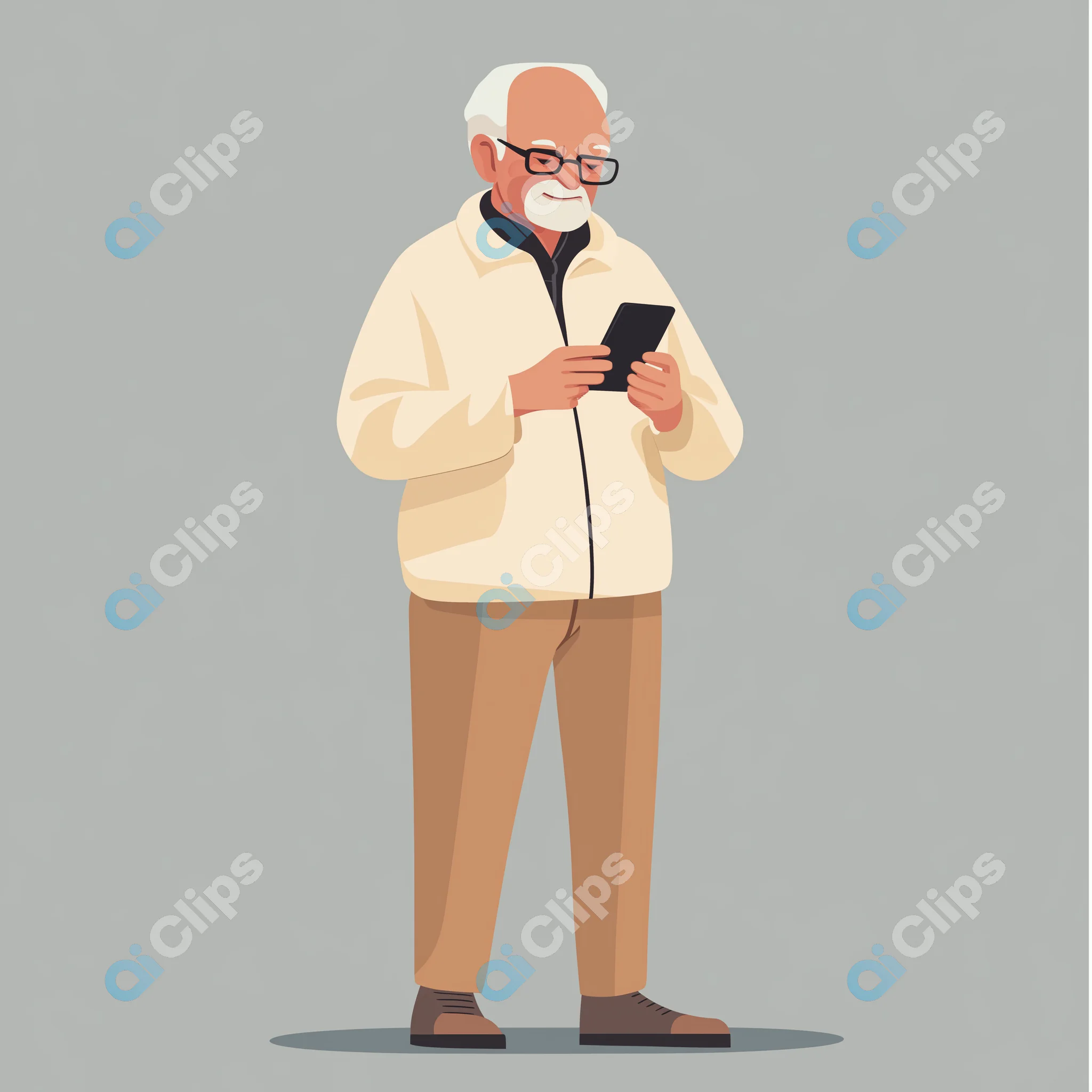 Elderly Man Using Smartphone