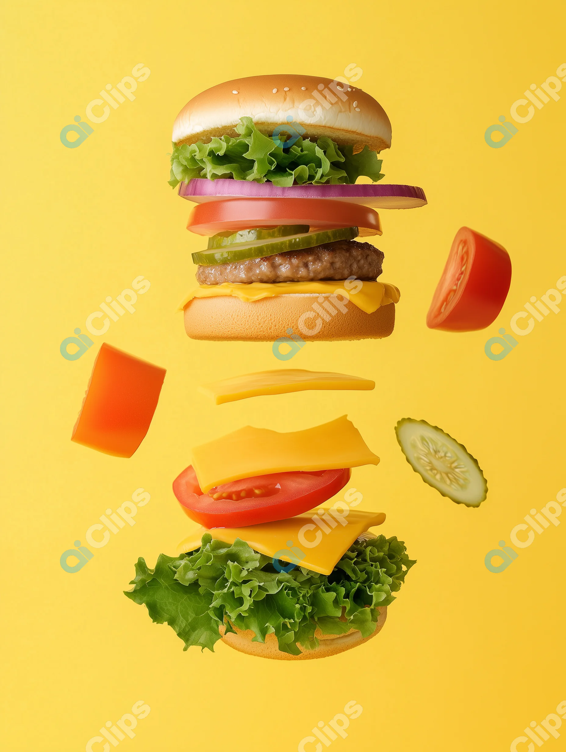 Floating Burger Layers