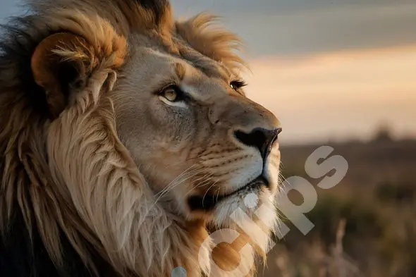 Majestic Lion at Sunset