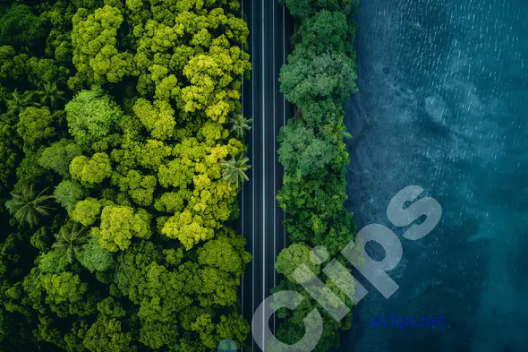 Aerial Forest and Ocean View
