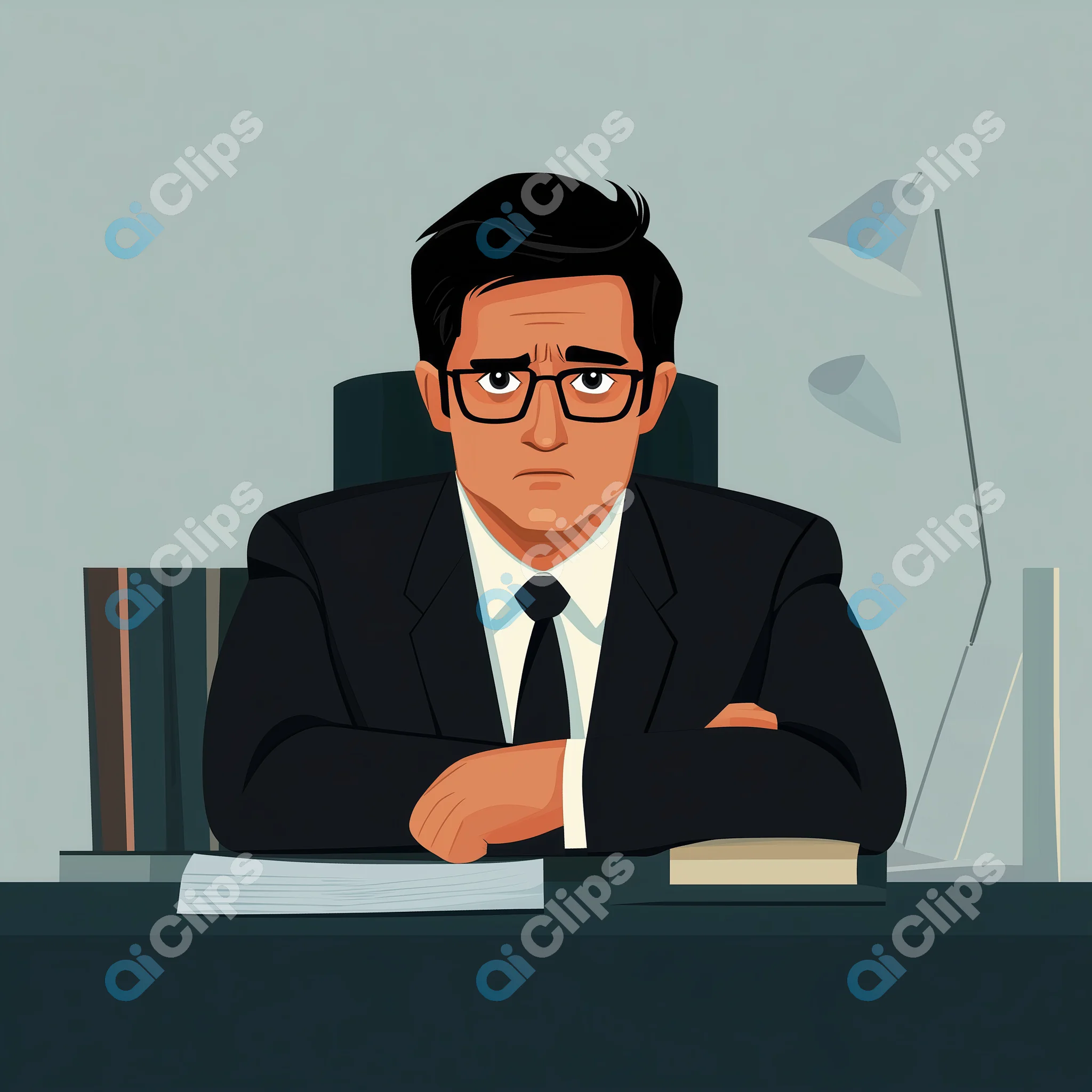 Serious Businessman at Desk