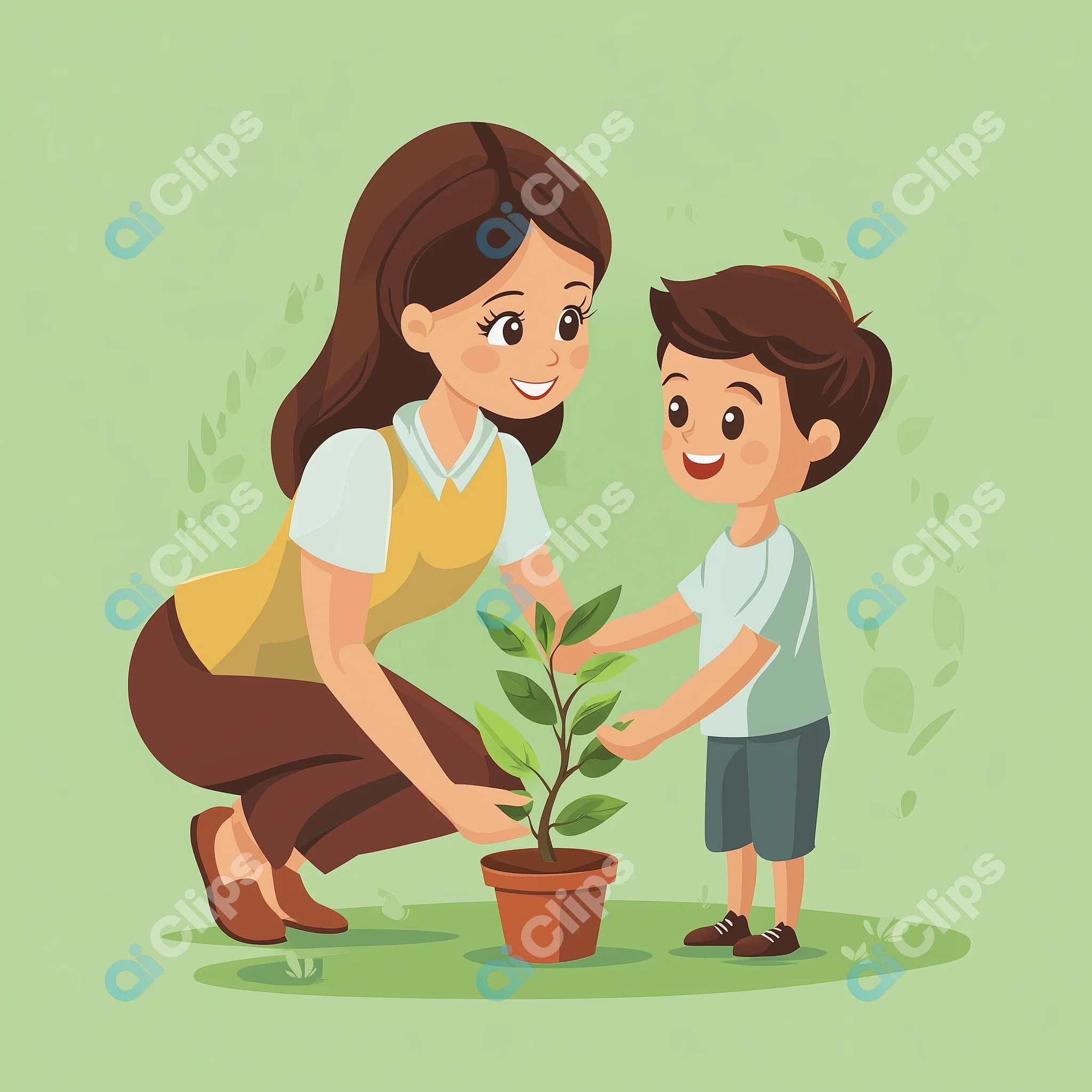 Mother and Child Planting