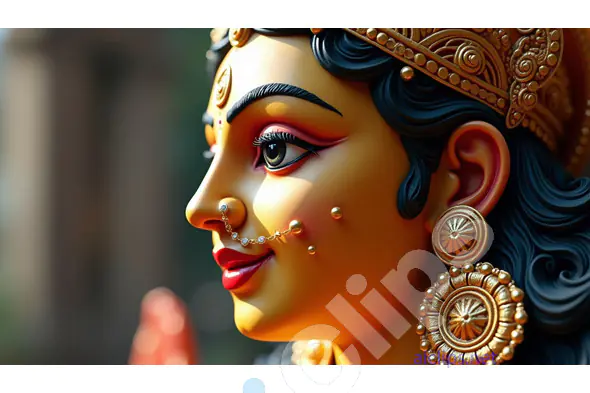 Profile of Goddess Durga with Ornate Jewelry