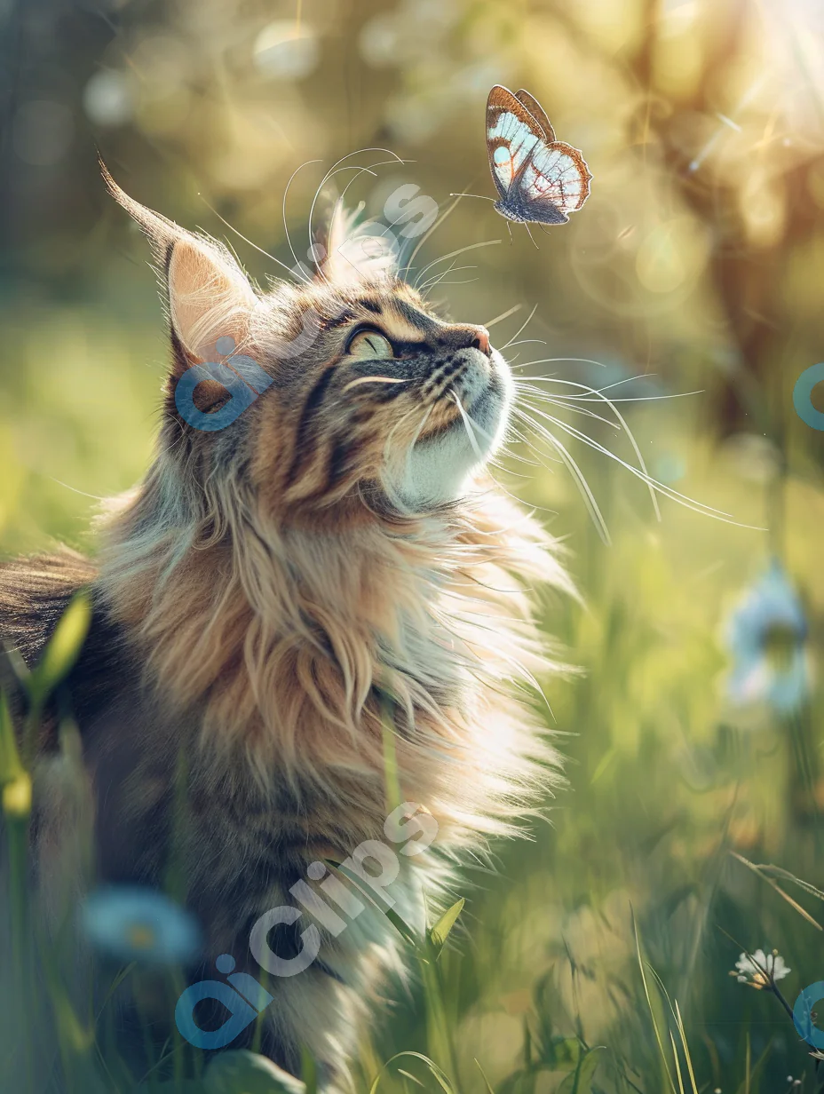 Curious Cat and Butterfly