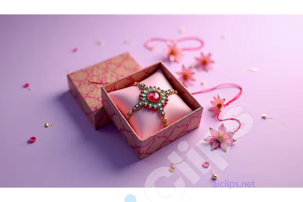 Elegant Rakhi in Designer Box on Lavender Background