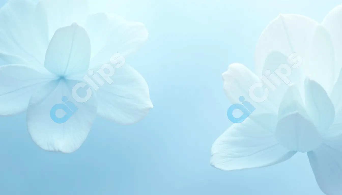 Delicate White Petals on Light Blue Background