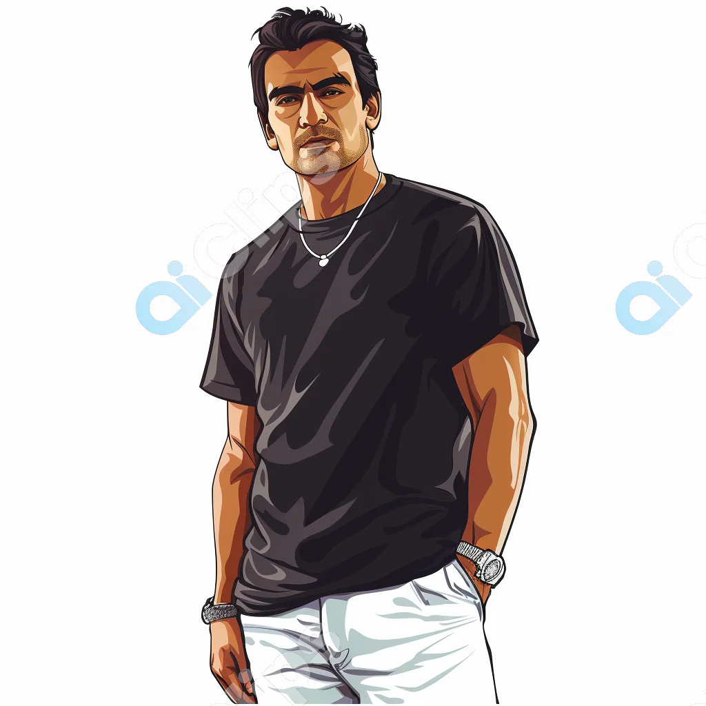 Casual Man in Black T-Shirt