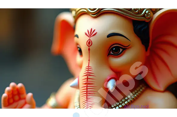 Close-Up of Lord Ganesha Idol with Intricate Details