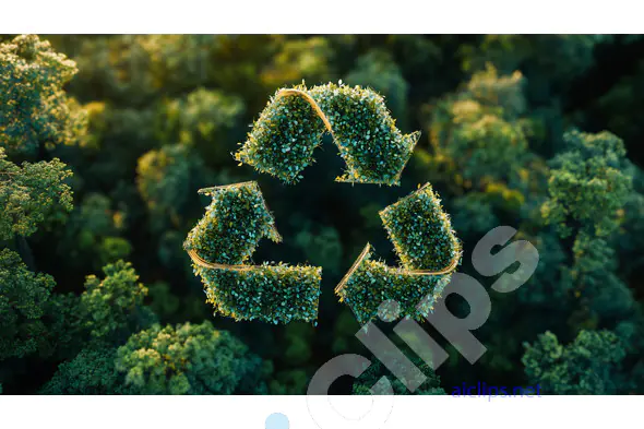 Eco-Friendly Recycle Symbol Over Forest