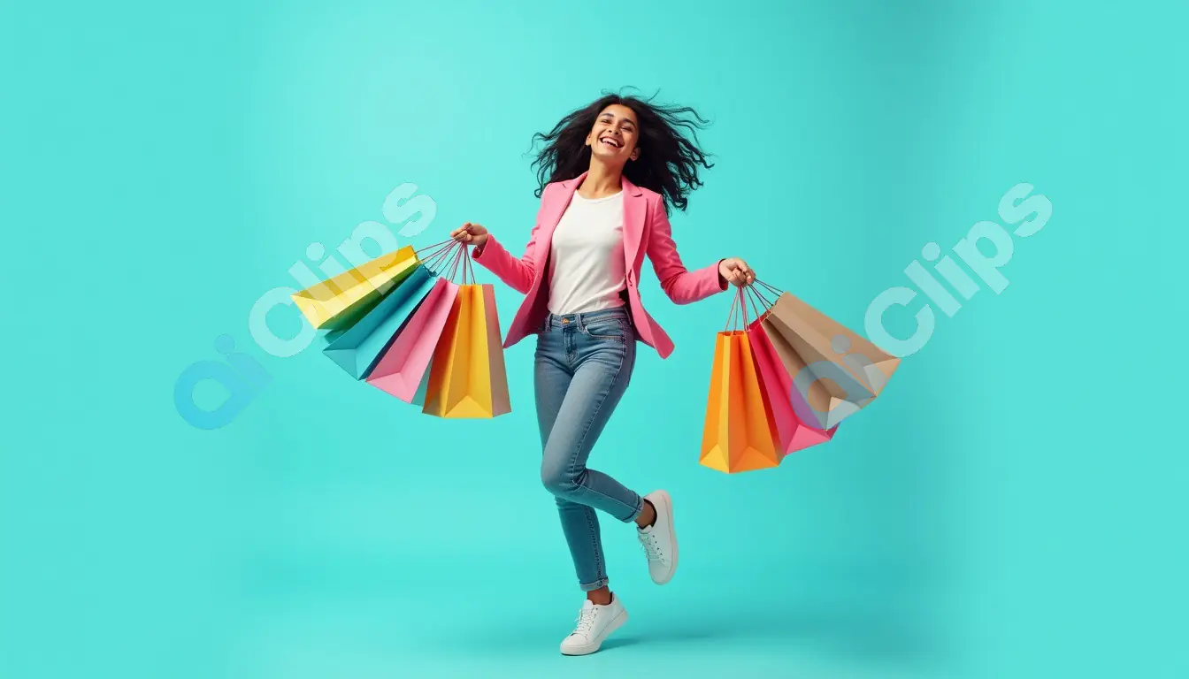 Happy Shopper with Colorful Bags