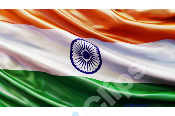 Indian Flag Waving Close-Up