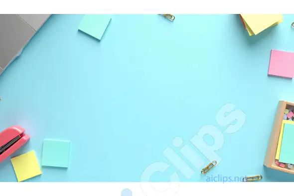 Colorful Office Desk Setup on a Blue Background