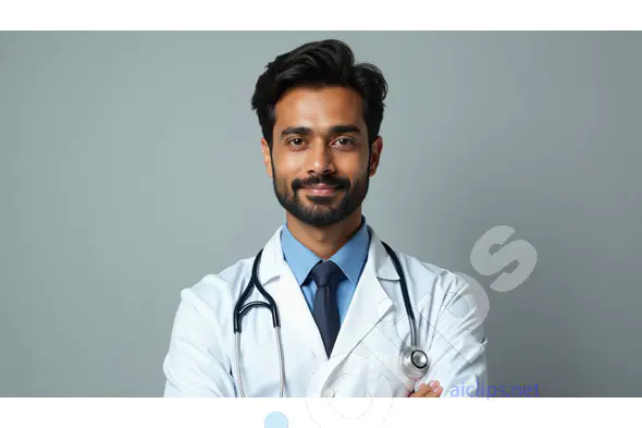 Confident Young Doctor in White Coat with Stethoscope
