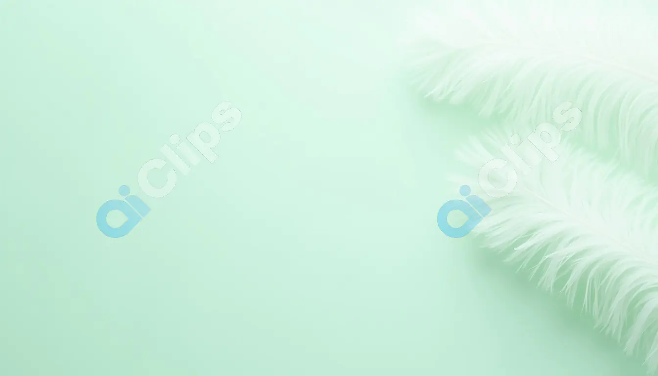 Soft White Feathers on Light Mint Green Background