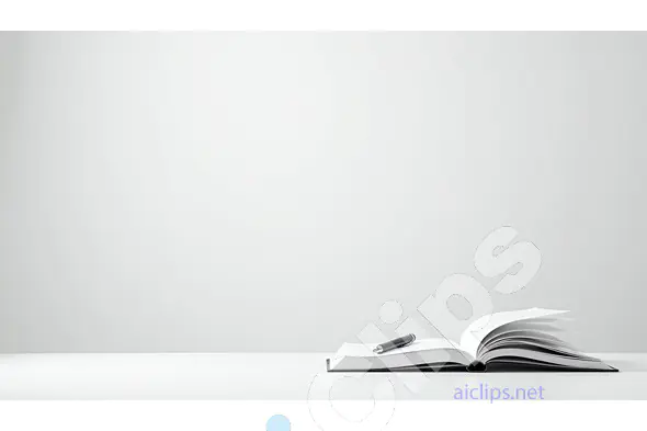 Open Book with Pen on Minimalist White Background