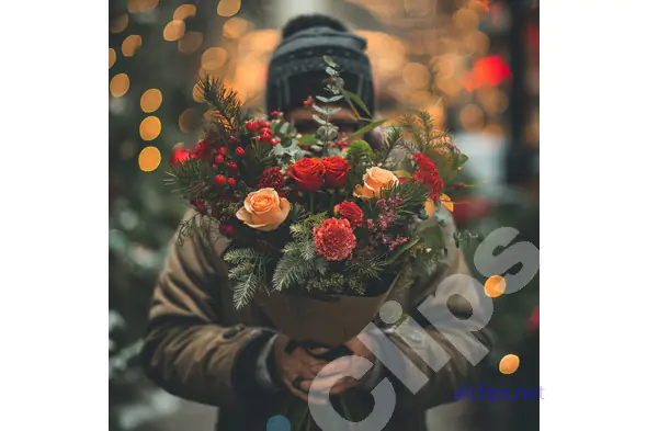 Man Holding Festive Bouquet
