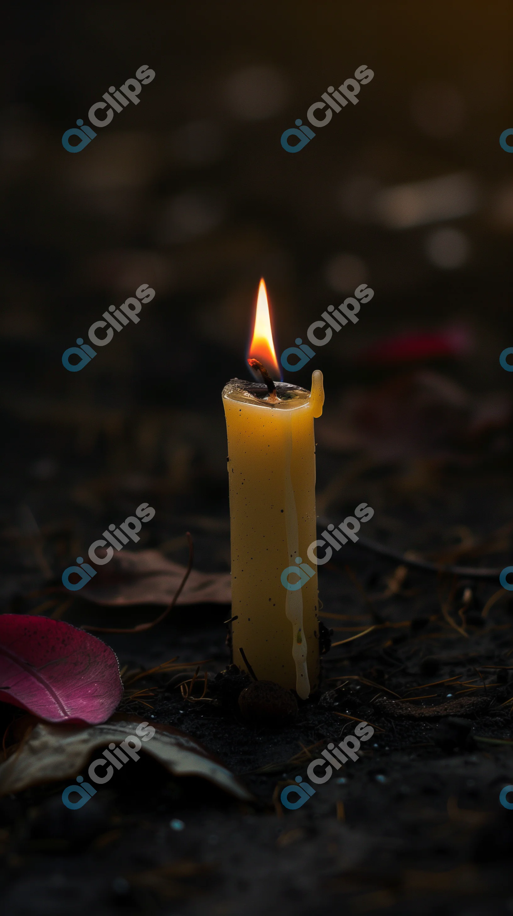 Burning Candle in Dark Setting