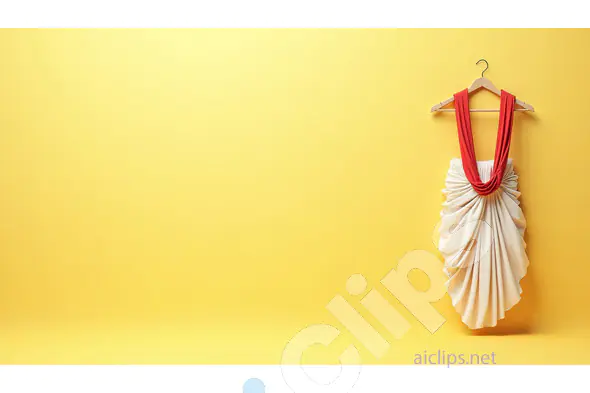 Traditional Dhoti Draped on Hanger with Yellow Background