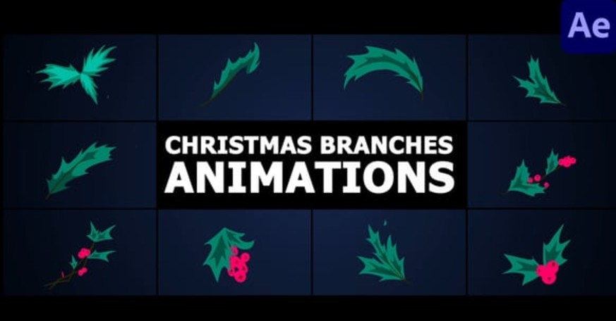 Videohive 55445070 Christmas Branches Animations for After Effects