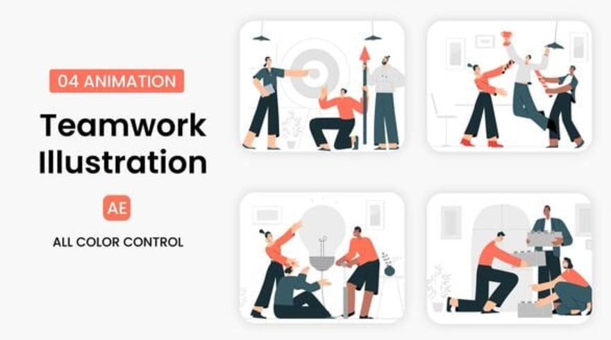 Videohive 55273790 Teamwork Illustration Scene