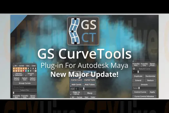 Artstation - GS CurveTools v1.3.8 - Maya Plug-in. Curve Controlled Hair Cards, Pipes and more