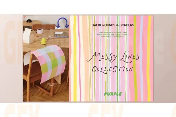 Messy Lines Backgrounds & Borders (Creative Market 291589870)