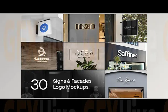 Asylab - 30 Signs & Facade Logo Mockups