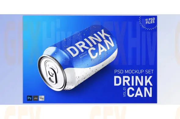 Drink Can 330ml PSD Mockup Set (Creative Market 291158043)