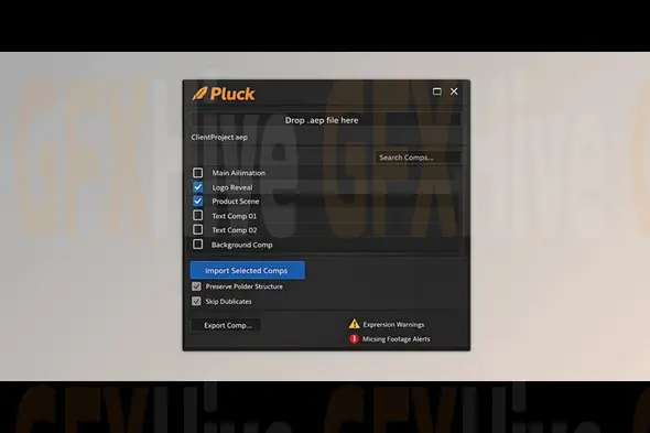 Pluck - Move and Reuse Comps in AE by Aescripts v1.6.2