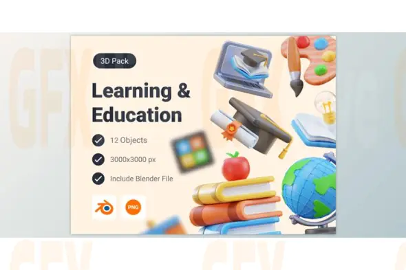 ui8 - School Education & Learning 3D Icon Pack