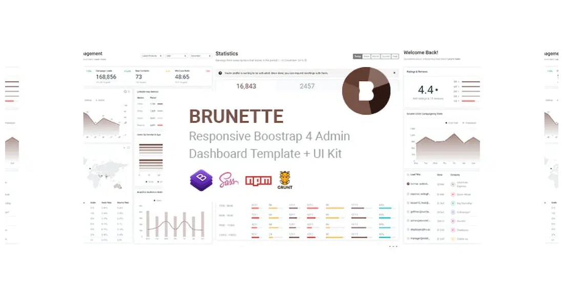 Brunette- Bootstrap 4 Admin & Powerful UI Kit
