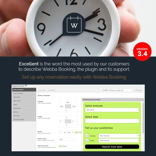 Webba Booking  WordPress Appointment & Reservation plugin