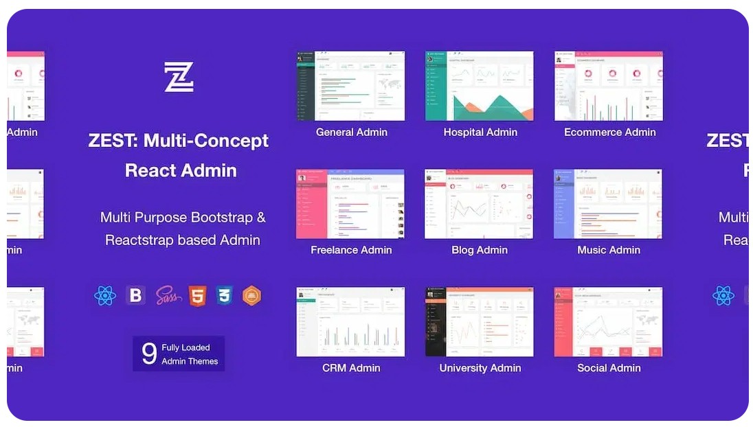 Zest Multi-Concept React Admin Template