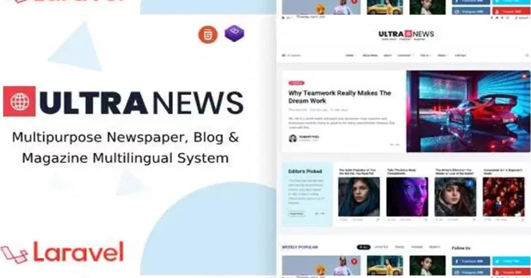 UltraNews – Laravel Newspaper, Blog Multilingual System with support AI Writer, Content Generator