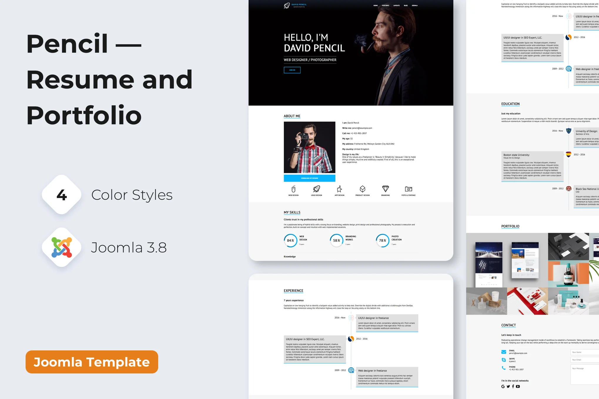 Pencil - Personal Portfolio Joomla Template