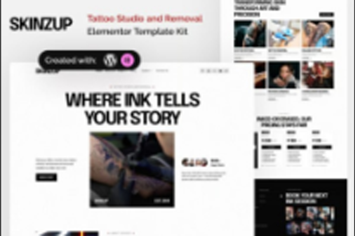 Skinzup – Tattoo Studio and Removal Elementor Template Kit July 18, 2025