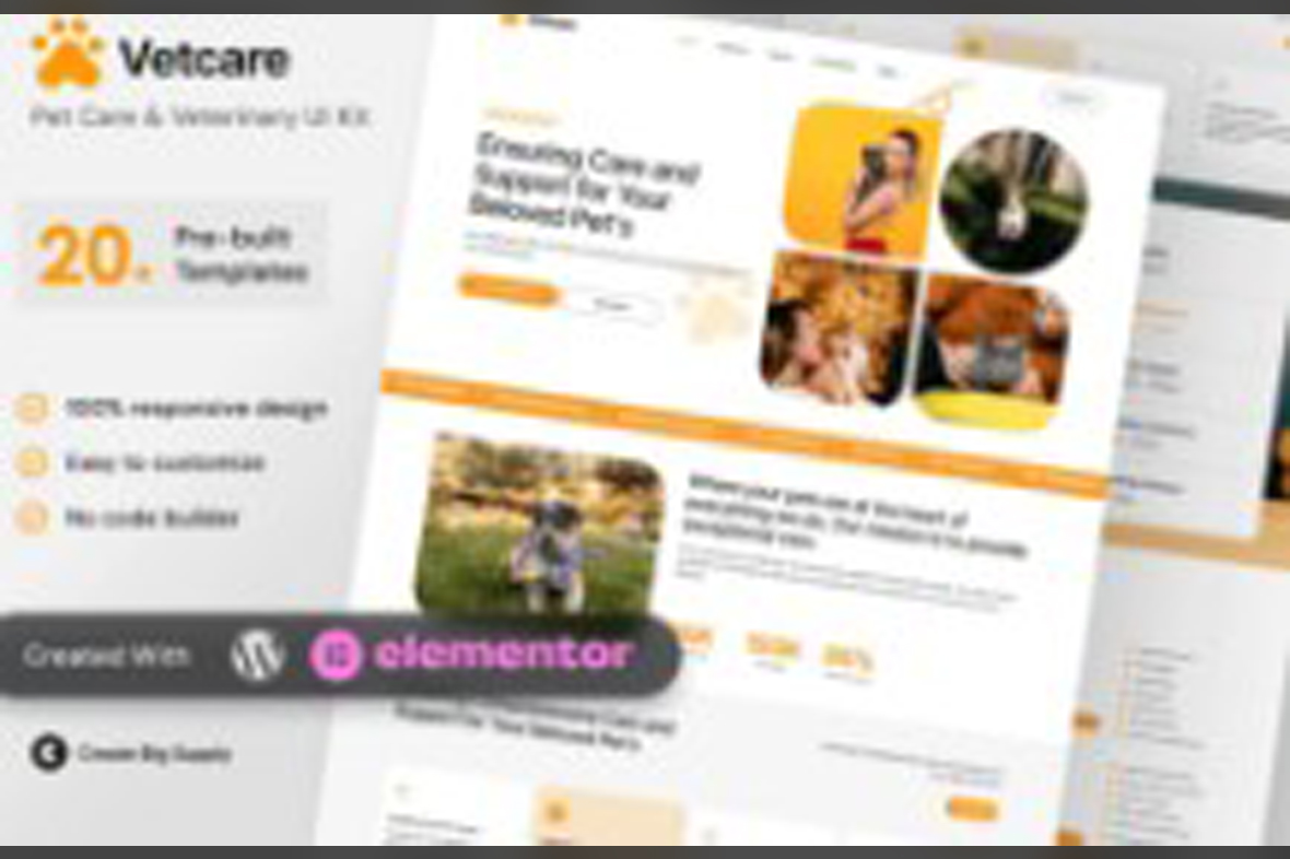 VetCare – Pet Care and Veterinary Elementor Template Kit for Animal Clinics April 15, 2025