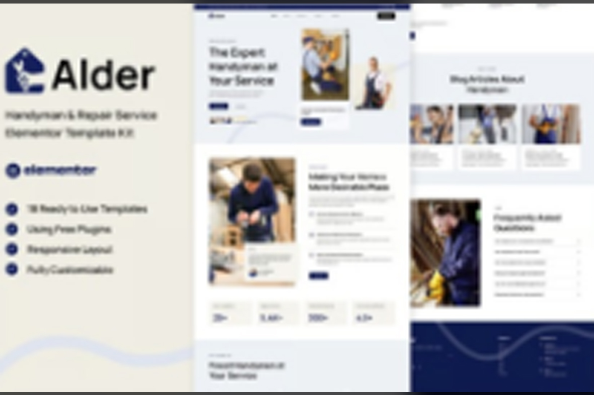 Alder – Handyman and Repair Service Elementor Template Kit May 26, 2025