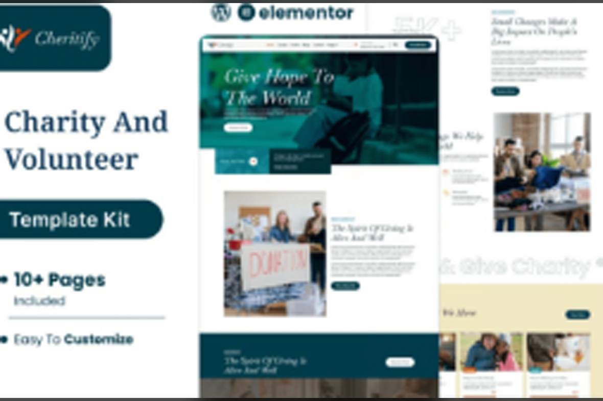 Charitify – Nonprofit Charity and Donation Elementor Template Kit April 1, 2025