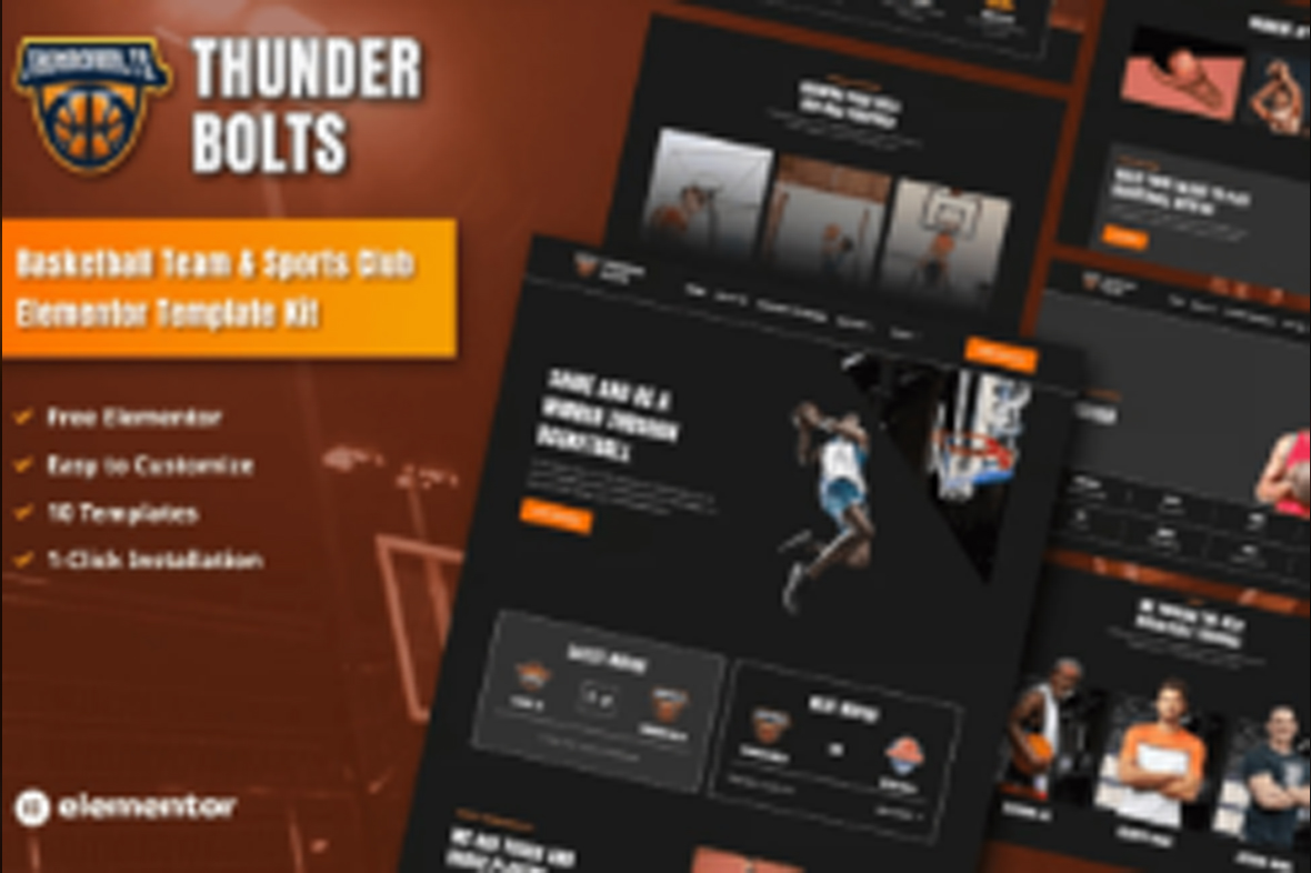 Thunderbolts – Basketball Team and Sports Club Elementor Template Kit April 1, 2025