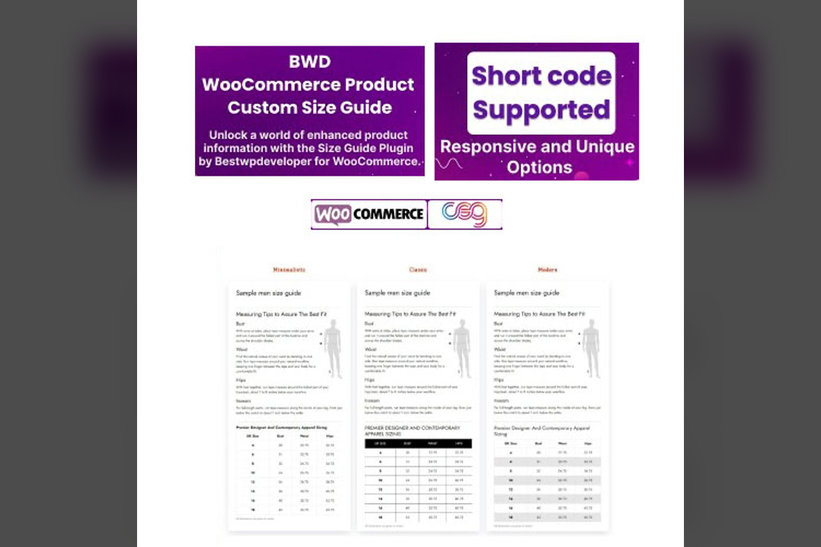 BWD Product Custom Size Guide For WooCommerce v1.4