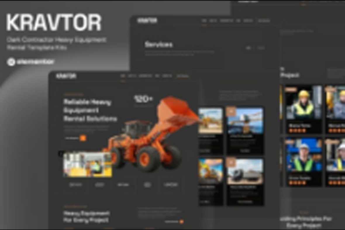 Kravtor – Contractor Heavy Equipment Rental Website Elementor Template Kit October 7, 2025