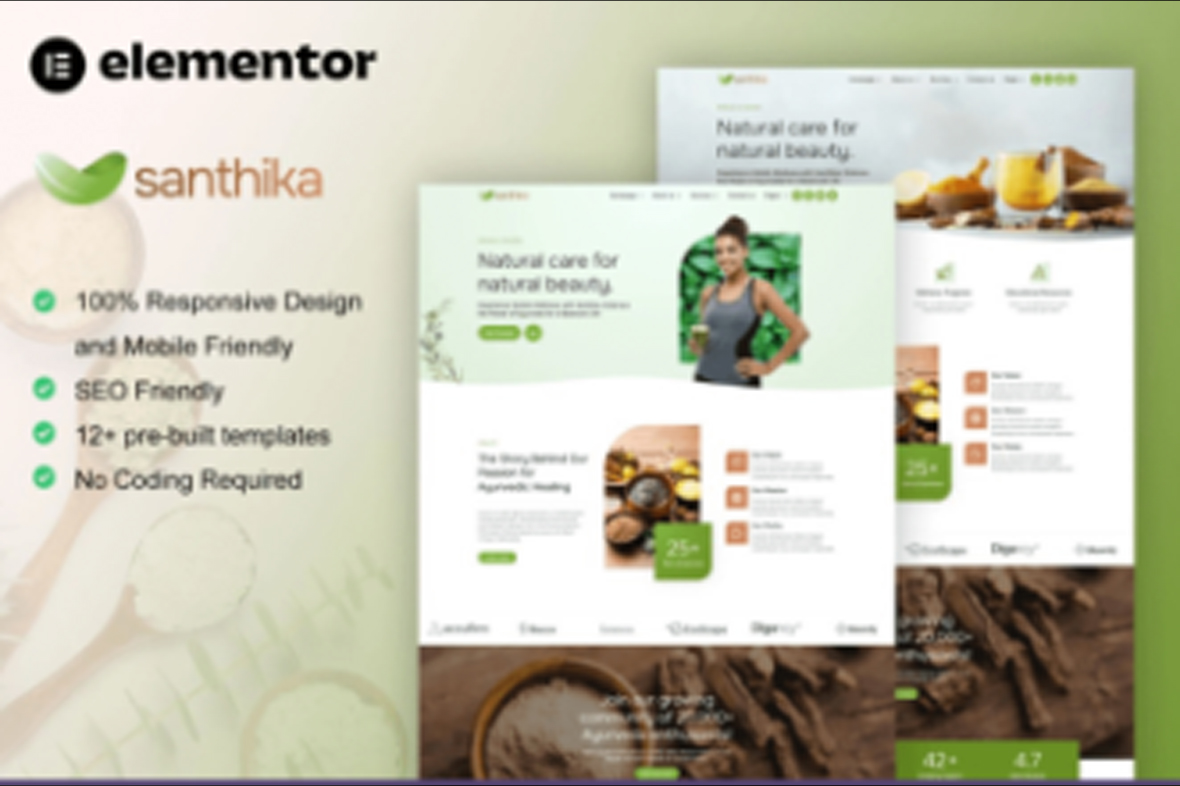 Santhika – Ayurveda and Natural Beauty Care Elementor Template Kit Mar-15