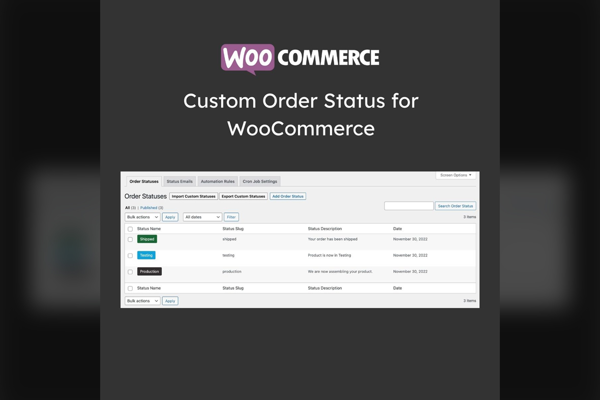 Custom Order Status for WooCommerce v1.2.0